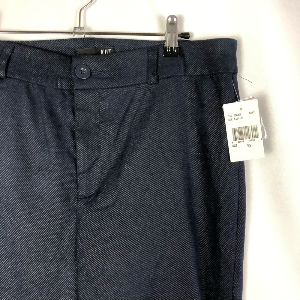 Kut From the Kloth Navy Blue Straight Leg Textured Dress‎ Pants 10 - Picture 3 of 4